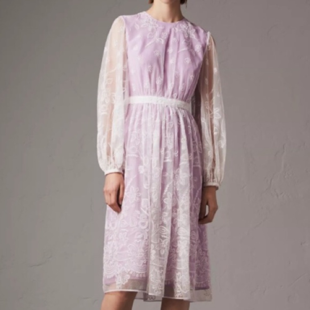Burberry Lavendar lace overlay dress